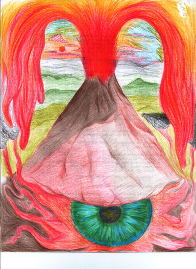 Magma Sanguíneo Pencil (coloured) Paper Landscaping