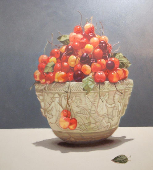 cerezas02 Oil Canvas Still Life Paintings