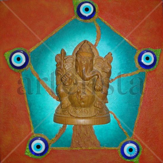 Ganesh Mixed media Canvas Figure Painting