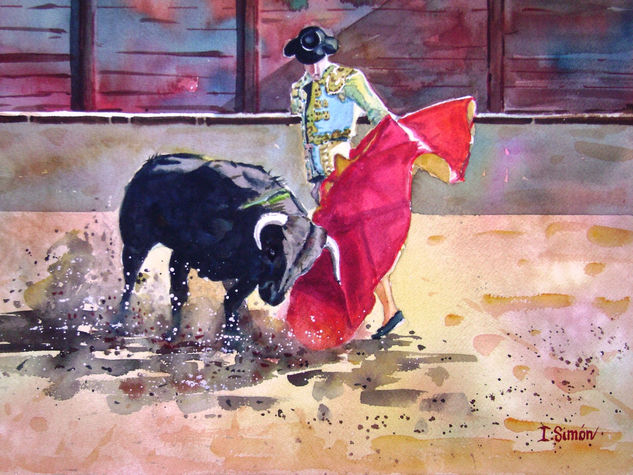 torero Acuarela Lienzo Figura