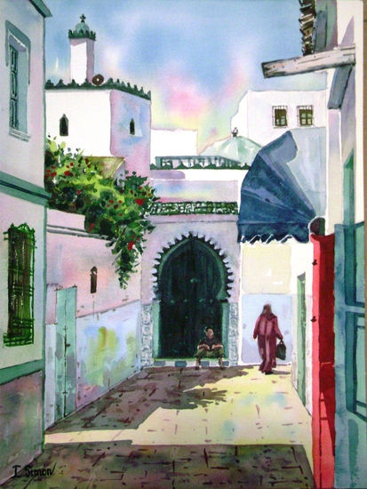 Asilah (Marruecos) Acuarela Papel Paisaje