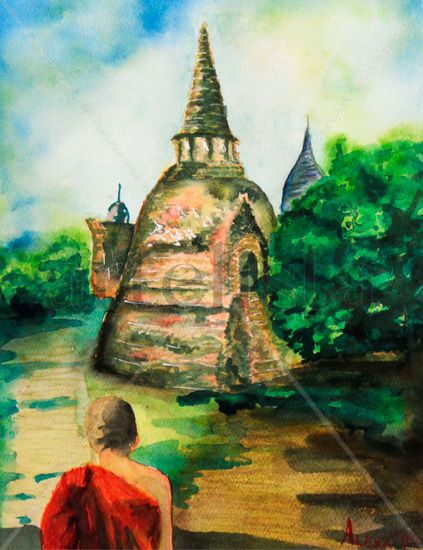 Wat Pra Sri San Phet Watercolour Paper Landscaping