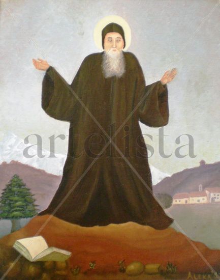 San Charbel Oil Canvas Portrait