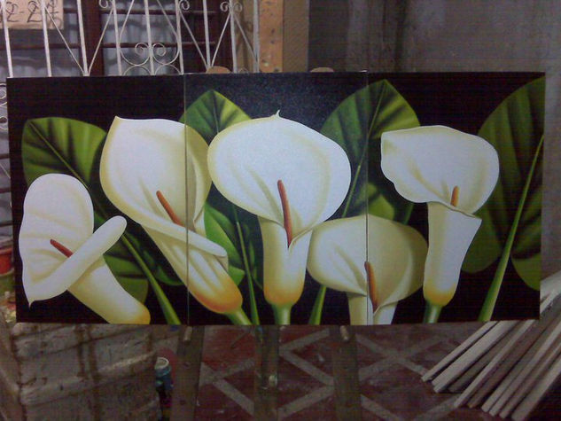 cartuchos blancos Oil Canvas Floral Painting