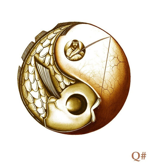 " JESÚS Y EL TAO ( Q#nº7: " OJO POR OJO, PEZ POR PEZ " ) -Serie " The Bizarre Yin-Yang Collection " Lápiz