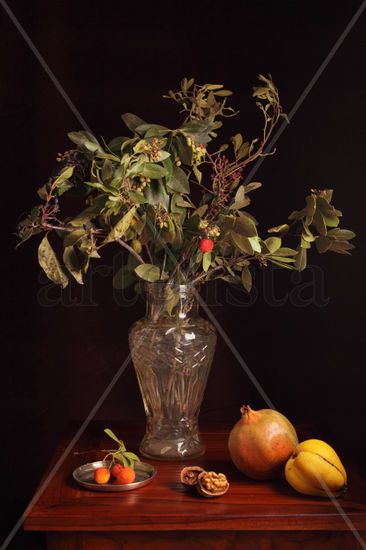 Bodegón de jarrón con madroños Still lifes Color (Digital)