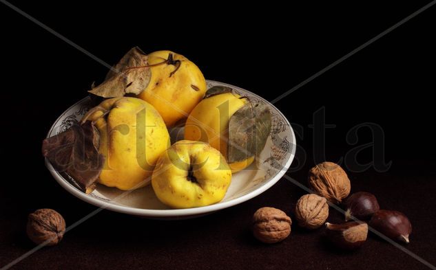 Bodegón de membrillos y nueces Bodegones Color (Digital)