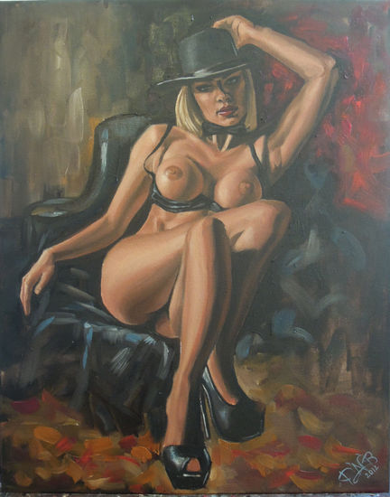 ORIGINAL OIL COLOUR NUDE PAINTING BY ELLECTRA Oil Canvas Nude Paintings