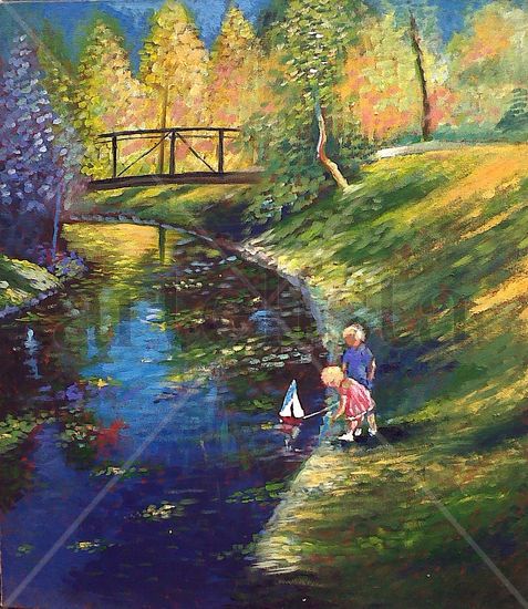 En el parque Acrylic Canvas Landscaping