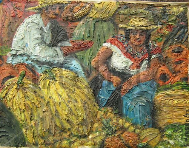 Mercado campesino colombiano Oil Canvas Landscaping