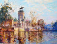 DIBUJO AL PASTEL ORIGINAL - ESTANQUE DEL RETIRO, MADRID