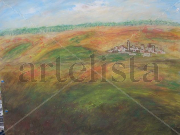 paisaje con pueblo Others Canvas Landscaping