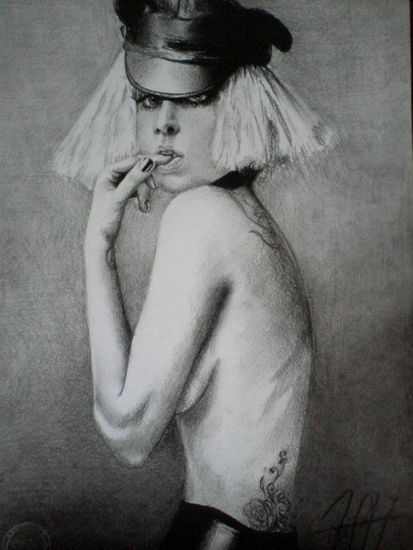 Dibujo Lady Gaga Charcoal