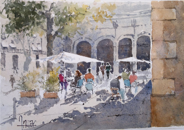 Plazoleta en Barcelona Watercolour Paper Landscaping