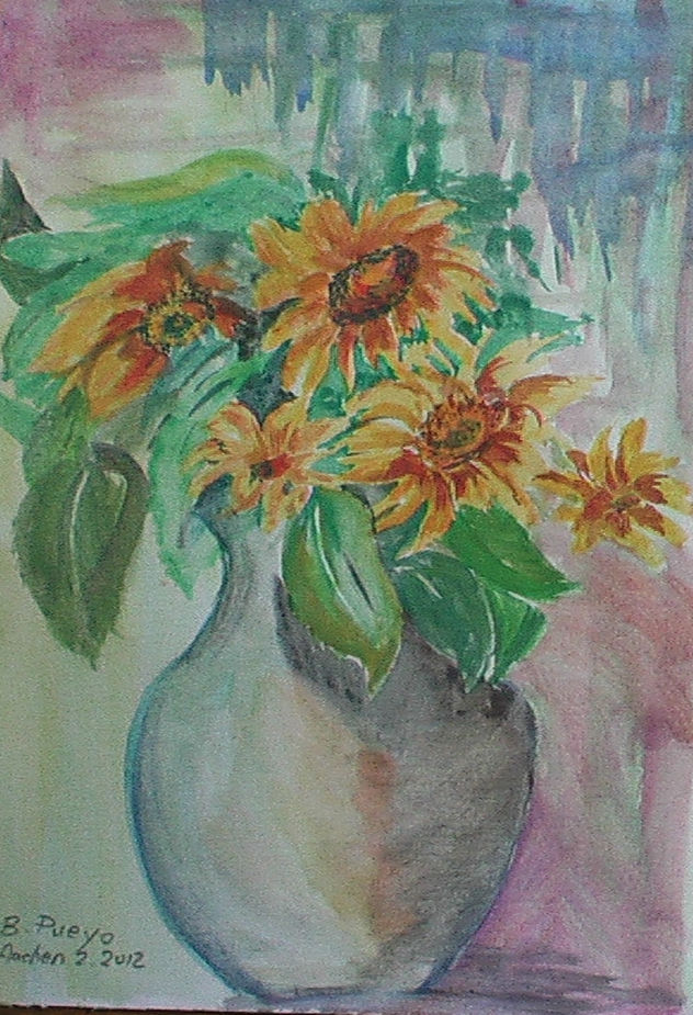 jarron con girasoles