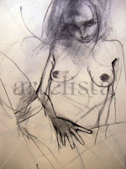 bruciare un sogno Pencil (Black) Paper Nude Paintings