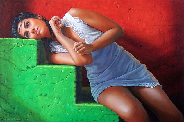 Descanso sobre la hierba II Oil Canvas Portrait