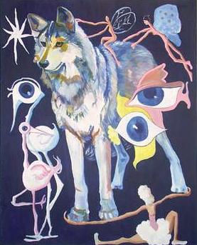 Lobo en la oscuridad Oil Canvas Animals