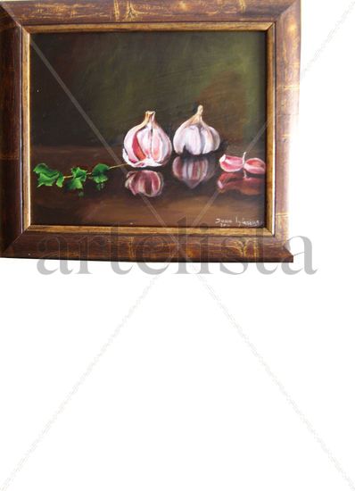 bodegon ajos Oil Glass Still Life Paintings