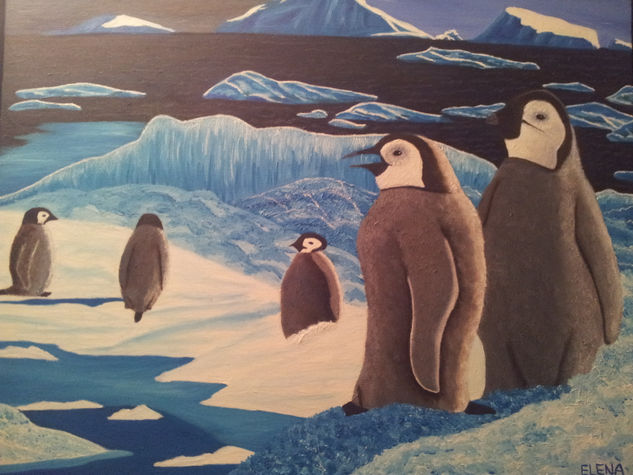 Pingüinos en el Sur Oil Canvas Animals