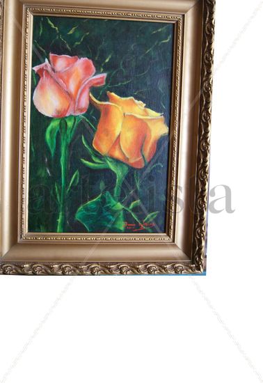 rosas roja naranja Oil Canvas Floral Painting