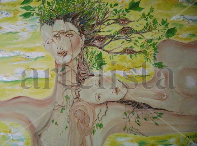 El femenino del arbol Acrylic Canvas Figure Painting