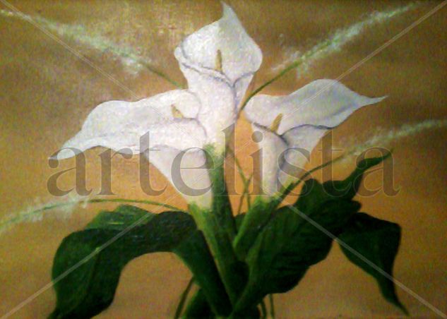 calas Oil Textile Floral Painting