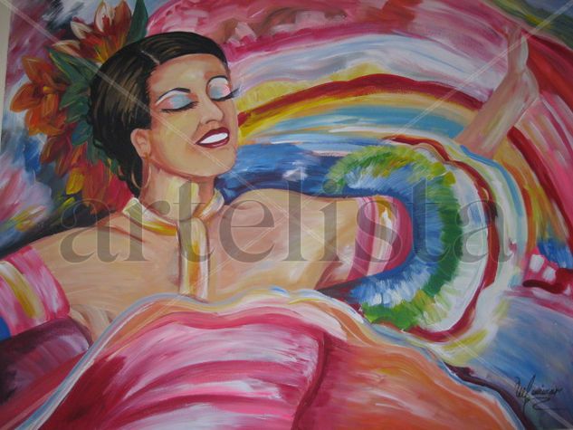 ROMANCE DE CUMBIA Acrylic Canvas Figure Painting