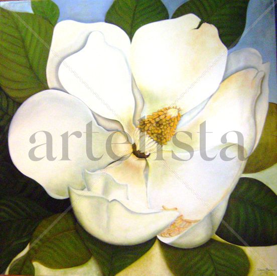 Aromas de  magnolia Acrylic Panel Floral Painting