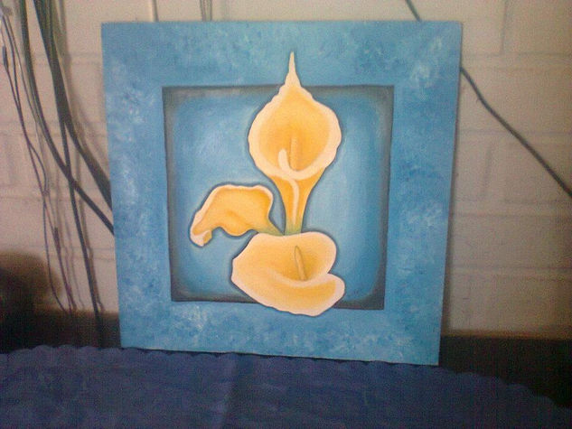 jarrones al color Oil Panel Floral Painting