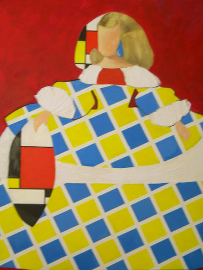 Menina Arlequin I Acrylic Canvas Figure Painting