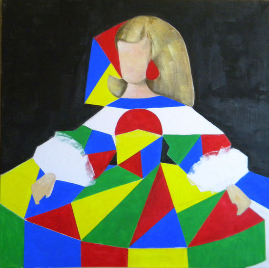 Menina Arlequin II Acrylic Canvas Figure Painting