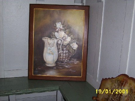 Jarron y Magnolia Oil Canvas Still Life Paintings