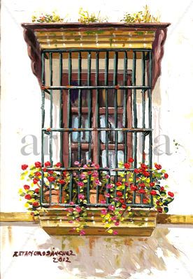 Balcon con visera Óleo Tabla Deportes