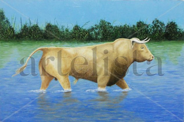 Refrescándose Oil Panel Animals