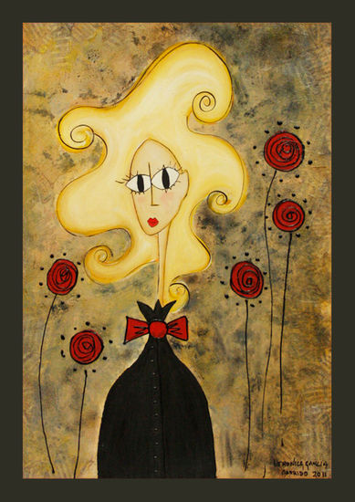 Musica Mixed media Panel Figure Painting