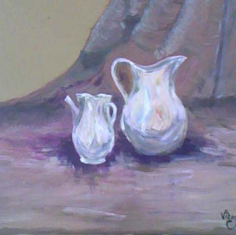 Bodegón blanco violeta Acrylic Others Still Life Paintings