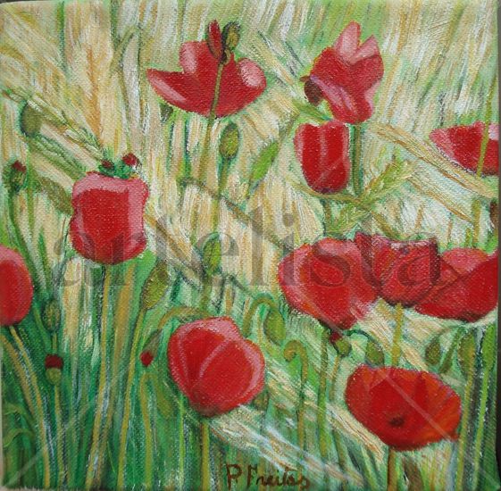 Amapolas rojas Oil Canvas Landscaping