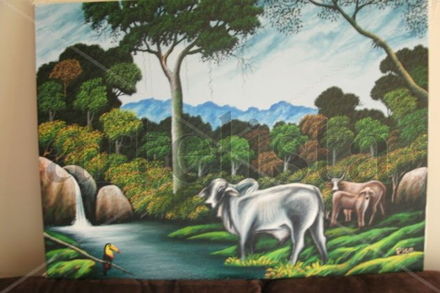 GANADO DE COSTA RICA. Oil Canvas Landscaping