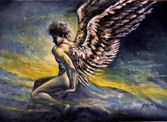 el angel Oil Canvas Figure Painting