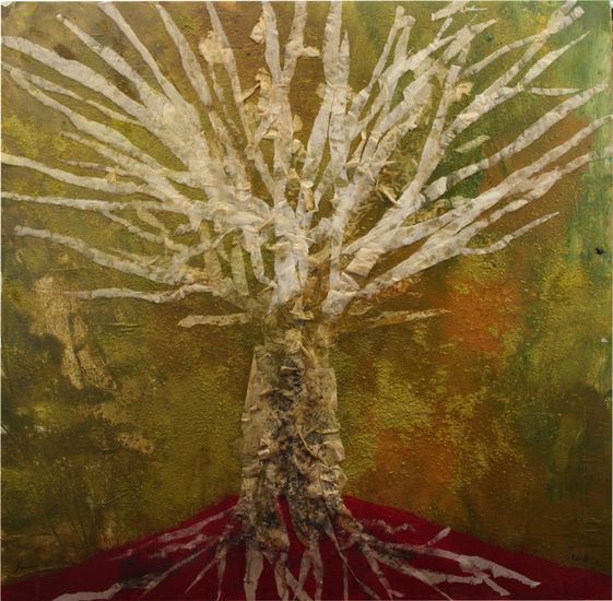 arbol Media Mixta Lienzo Paisaje