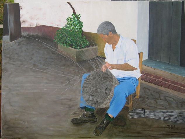 Juan haciendo cesto Oil Canvas Landscaping