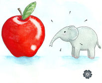 Elefante y manzana.