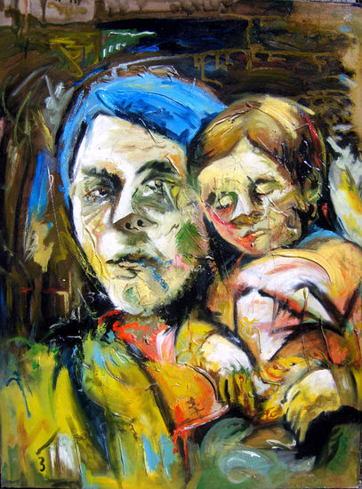 Madre con Hijo en una tarde de Primavera Oil Canvas Portrait