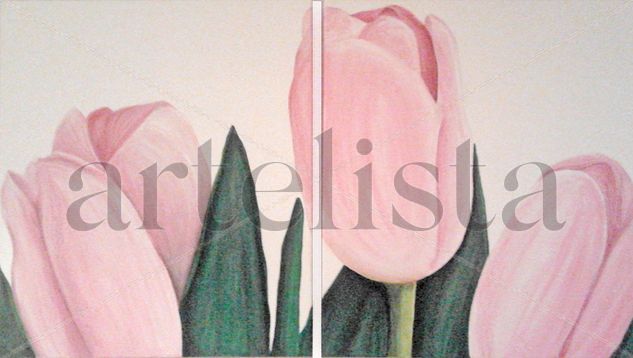 tulipanes 01 Acrylic Canvas Floral Painting