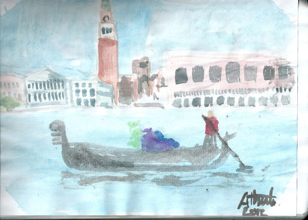 venecia Acuarela Papel Paisaje