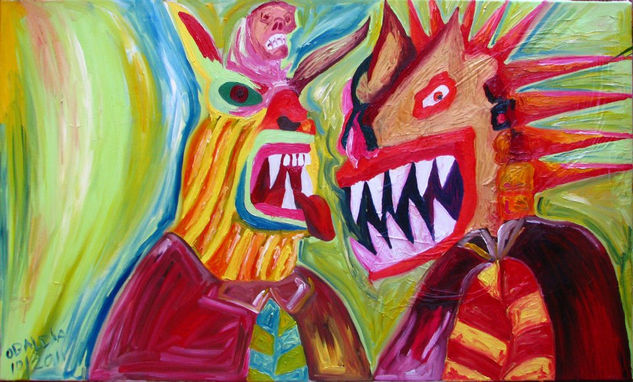 Diablicos y el papel Oil Canvas Others