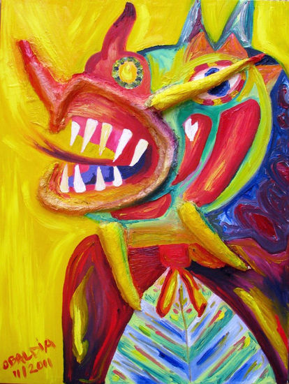 Diablico en amarillo Oil Canvas Others