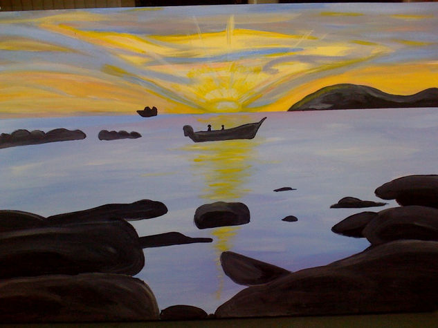 a sunset in the beach,un atardecer en la playa Acrylic Canvas Landscaping