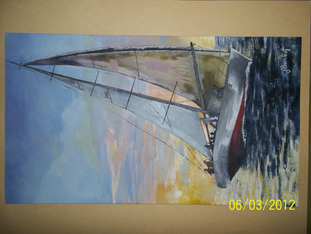 New Zealand Endeavour Oil Card Marine Painting